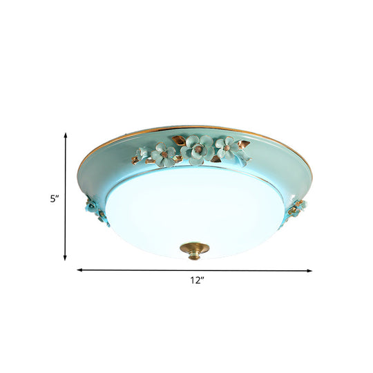 Countryside Metal Dome Led Flush Mount Ceiling Light Fixture For Bedroom - White Multiple Sizes