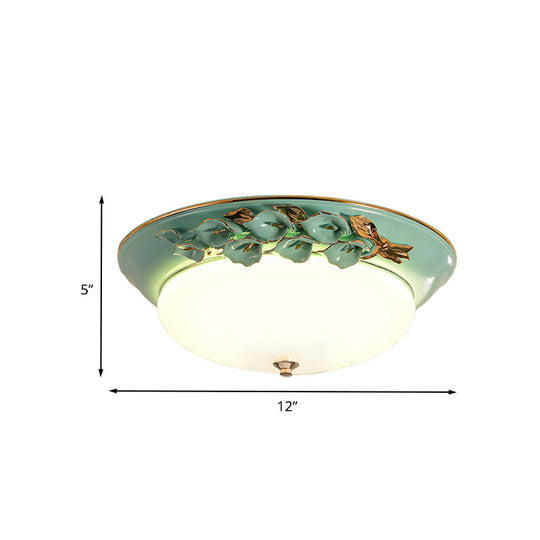 White Led Flush Mount Lighting For Bedroom - Pastoral Bowl Ceiling Fixture (1 Light Metal