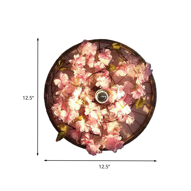 Industrial Restaurant Led Wall Lighting Fixture With Black Metal Wheel Shade 12.5/19/23 Dia.