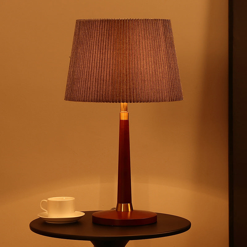Contemporary Grey Tapered Drum Nightstand Lamp With 1 Bulb - Reading Book Light