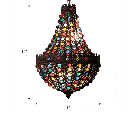 Black Metal Teardrop Chandelier Decorative Hanging Lamp With 2 Lights