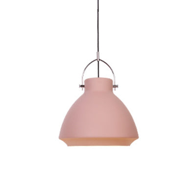 Macaron Dome Suspended Pendant Light - 10/14 Metallic Fixture With Handle Black/Blue For Dining