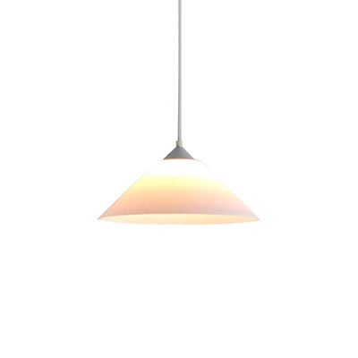 Contemporary Conic Pendant Light With Frosted Glass Shade & Adjustable Cord - White / B