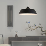 Metallic Black Ceiling Lamp Barn Shade - Retro Industrial Pendant Light For Restaurants (10/14 Wide)