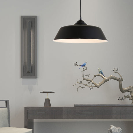 Metallic Black Ceiling Lamp Barn Shade - Retro Industrial Pendant Light For Restaurants (10/14 Wide)