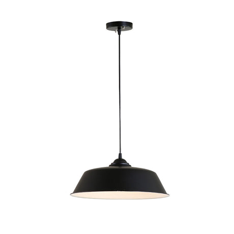 Metallic Black Ceiling Lamp Barn Shade - Retro Industrial Pendant Light For Restaurants (10/14 Wide)