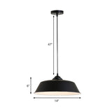 Metallic Black Ceiling Lamp Barn Shade - Retro Industrial Pendant Light For Restaurants (10/14 Wide)