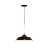 Metallic Black Ceiling Lamp Barn Shade - Retro Industrial Pendant Light For Restaurants (10/14 Wide)