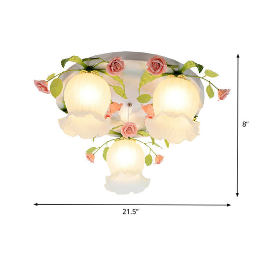 Scalloped Metal White Ceiling Light: 3/5 Lights Flush Mount Fixture For Living Room