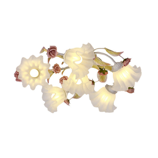 White Ceiling Mount Light Fixture With 4/6/7 Metal Lights - Perfect For Living Room