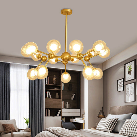 Modern Clear Glass Bubble Chandelier With Starburst Design - 9/12/15 Lights Hanging Light Fixture
