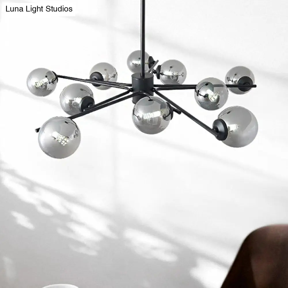 41.5 Wide Black Sputnik Chandelier - Modern Silver Glass Pendant Light 10 /
