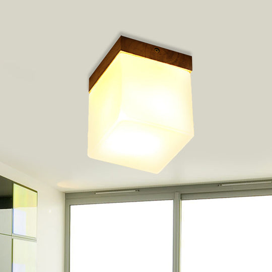 Frosted Glass Geometric Flush Mount Light - Nordic Style Ceiling Fixture For Corridor In White / B