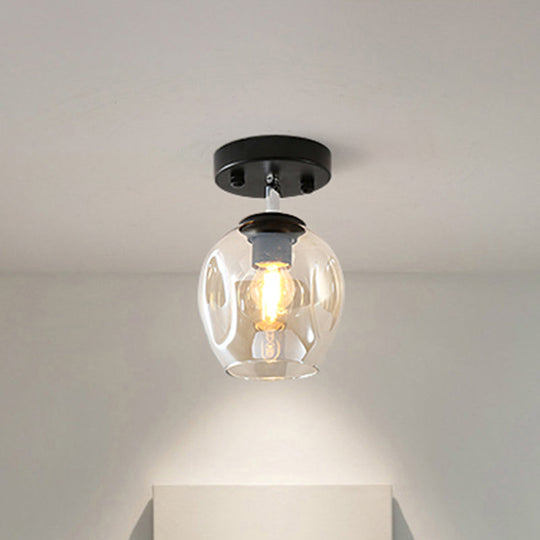 Modern Black/Gold Carafe Semi Flush Light - 1 Clear/Amber/Smoke Gray Glass Shade