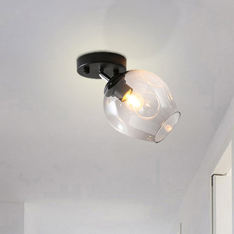 Modern Black/Gold Carafe Semi Flush Light - 1 Clear/Amber/Smoke Gray Glass Shade