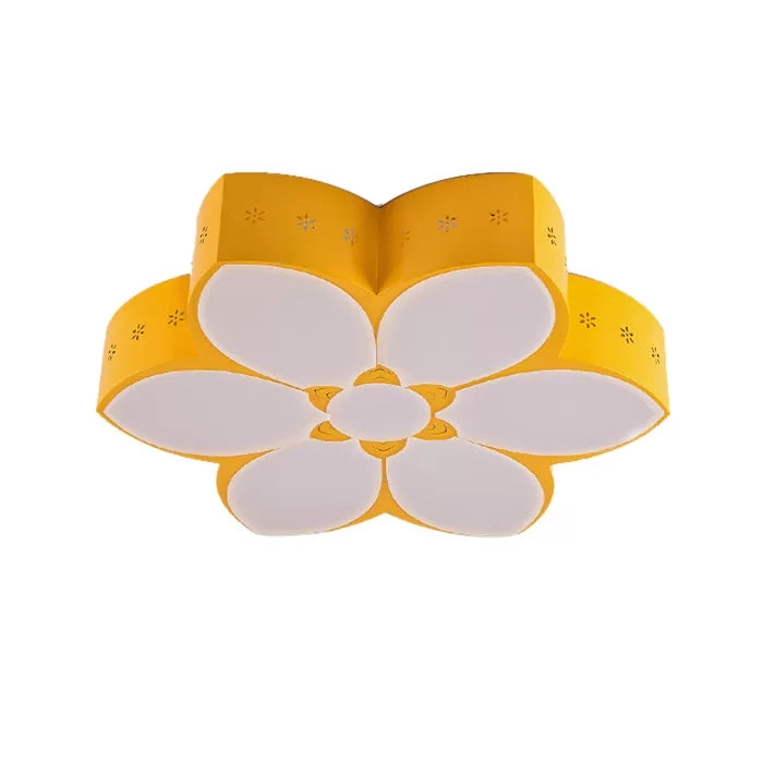 18’/23.5’ Etched Blossom Led Flush Mount Ceiling Light In Vibrant Red/Yellow/Green
