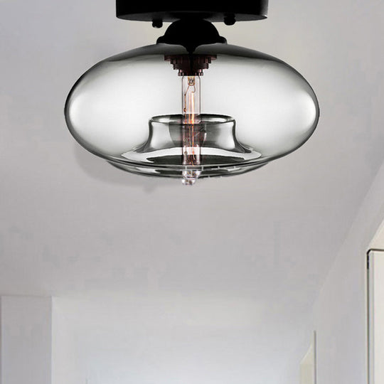 Modernist Glass Flush Ceiling Light Fixture - Oblong Shape 1 Sky Blue/Amber/Smoke Gray/Coffee 11’