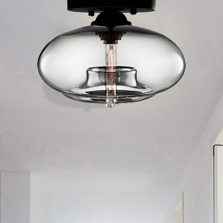 Modernist Glass Flush Ceiling Light Fixture - Oblong Shape 1 Sky Blue/Amber/Smoke Gray/Coffee 11