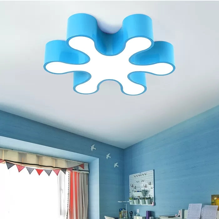 Colorful Petal Acrylic Led Ceiling Lamp For Kindergarten - Red/Yellow/Blue/Green 19.5’/23.5’ W