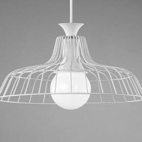 Wire Frame Ceiling Pendant Lamp With Industrial Barn Shade For Restaurants - Black/White White / A