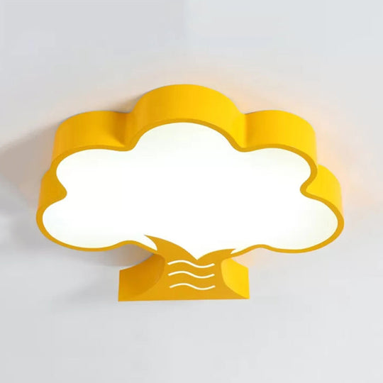 18’/23.5’ Dia Led Tree Flush Mount Light - Pink/Yellow/Green Modern Acrylic Ceiling Lamp