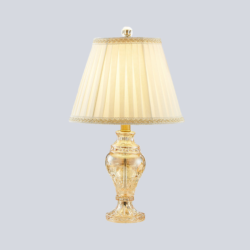 White Crystal Nightstand Lamp - Modern Task Lighting In Jar Shape