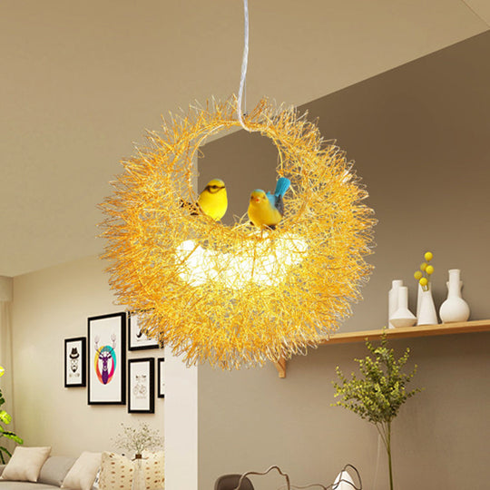 Gold Art Deco Chandelier - 2 Lights Ceiling Hung Fixture For Dining Room