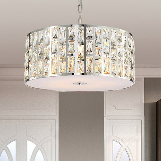 Sleek 5-Light Crystal Chandelier In Chrome With Diffuser – Elegant Hanging Ceiling Fixture