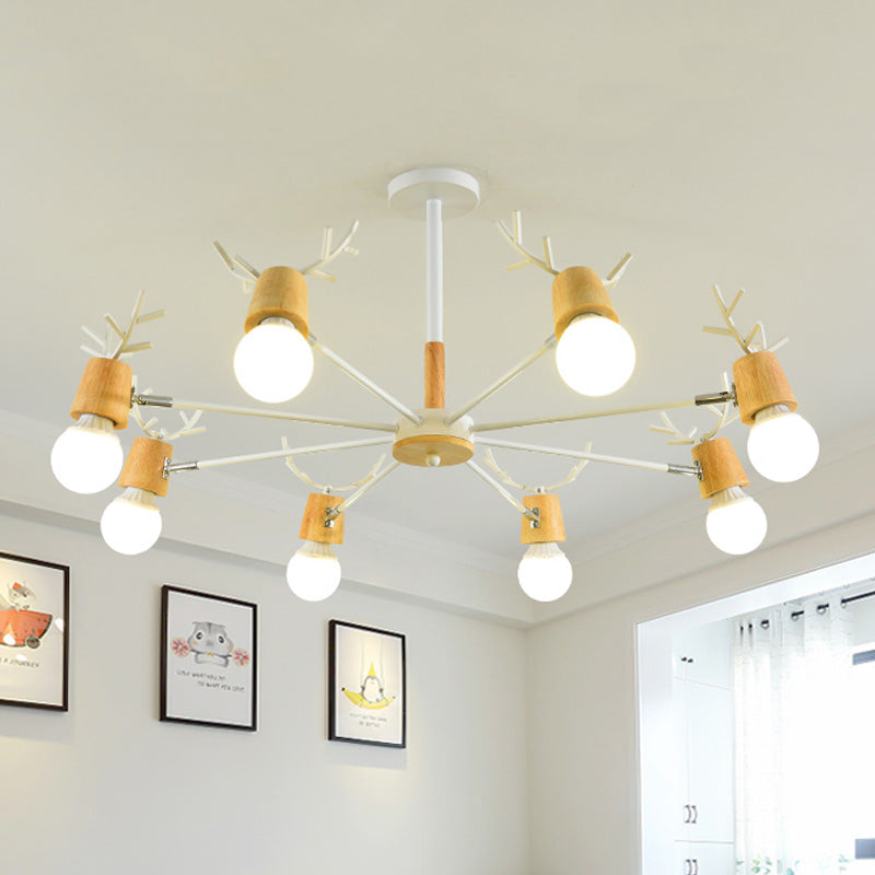 Sputnik Metal Chandelier - Modern Ceiling Hang Fixture With Bare Bulb For Bedroom 3/6/8 Lights