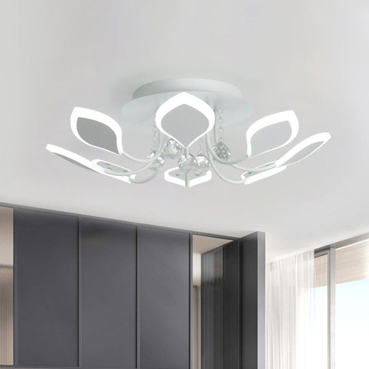 Leaf Acrylic Shade Sputnik Flush Mount Ceiling Light - Modern 8/10/12 Lights White/Black Bedroom