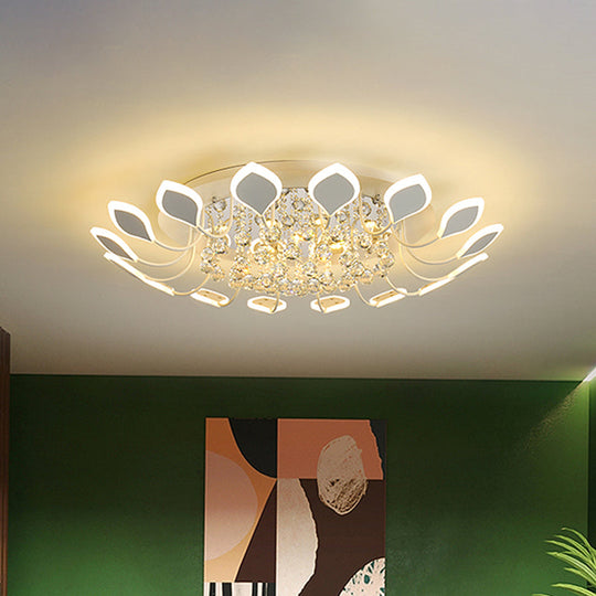 Leaf Acrylic Shade Sputnik Flush Mount Ceiling Light - Modern 8/10/12 Lights White/Black Bedroom