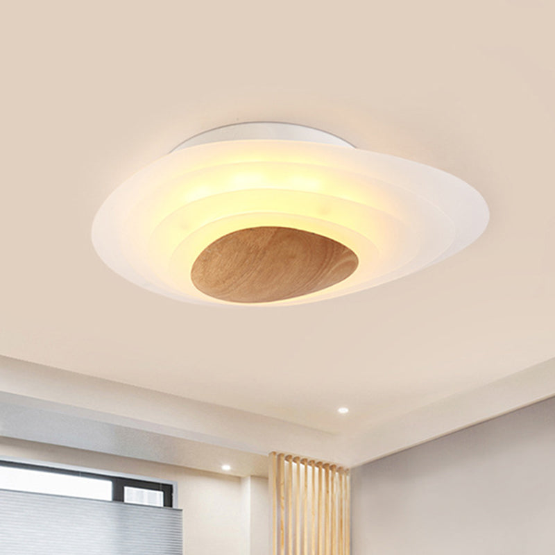 Nordic Planet Flush Mount Acrylic White Led Ceiling Fixture For Bedroom In Warm/White 18’/23.5’ Wide
