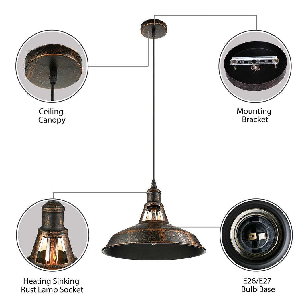 Aged Silver/Rust Barn Pendant Lighting - Antique Style Wrought Iron Ceiling Light For Dining Room 1