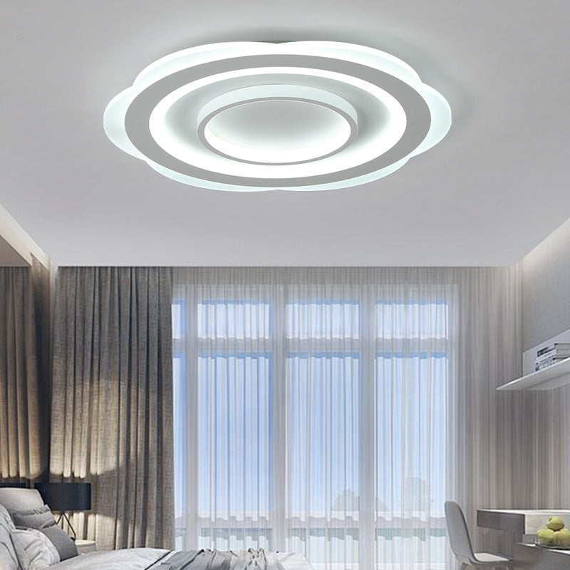 Modern Acrylic Flower Ceiling Light - 16’/19.5’/23.5’ Flushmount For Living Room In Warm/White