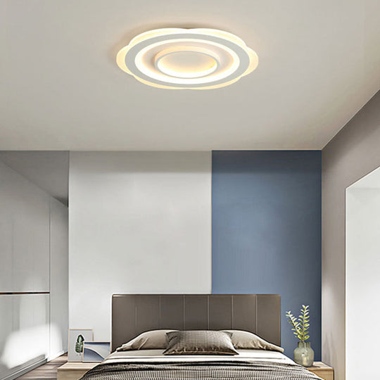 Modern Acrylic Flower Ceiling Light - 16’/19.5’/23.5’ Flushmount For Living Room In Warm/White