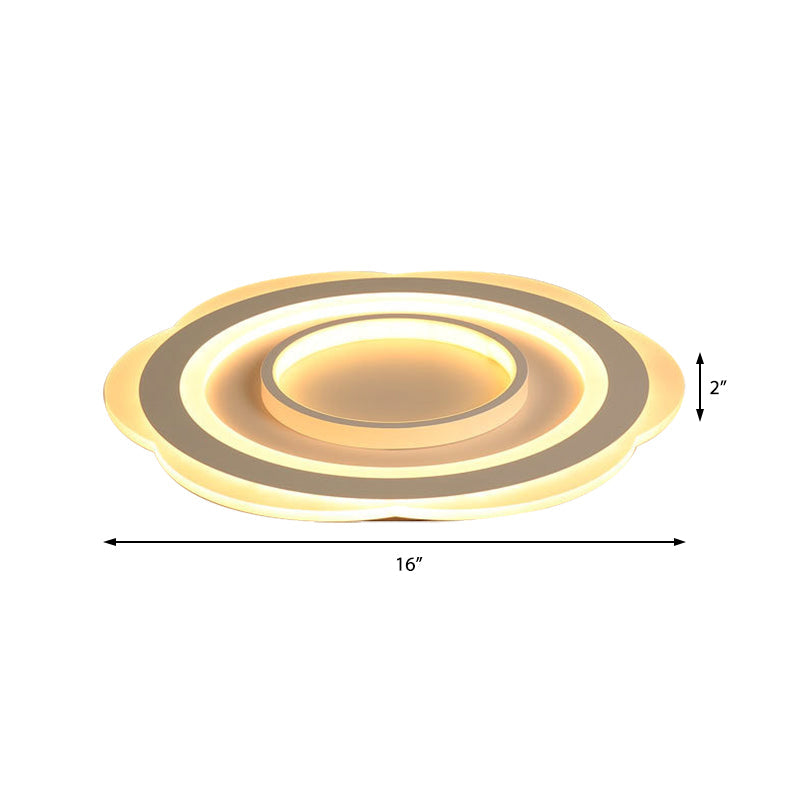 Modern Acrylic Flower Ceiling Light - 16’/19.5’/23.5’ Flushmount For Living Room In Warm/White