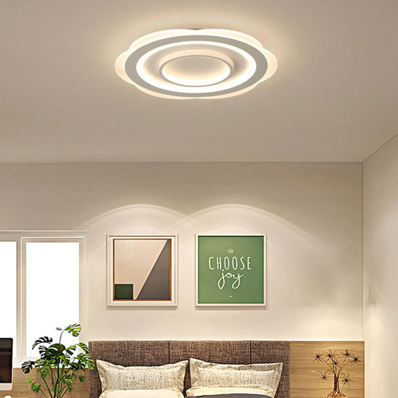 Modern Acrylic Flower Ceiling Light - 16’/19.5’/23.5’ Flushmount For Living Room In Warm/White