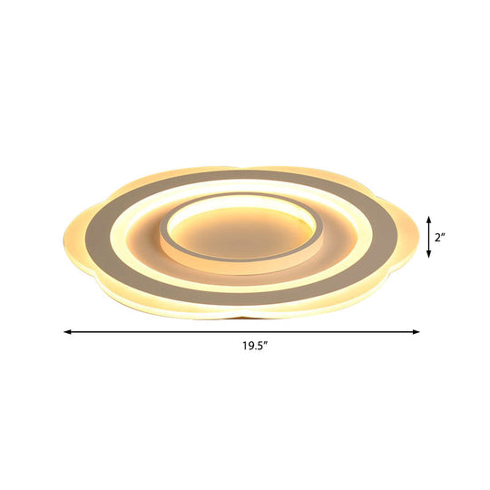 Modern Acrylic Flower Ceiling Light - 16/19.5/23.5 Flushmount For Living Room In Warm/White