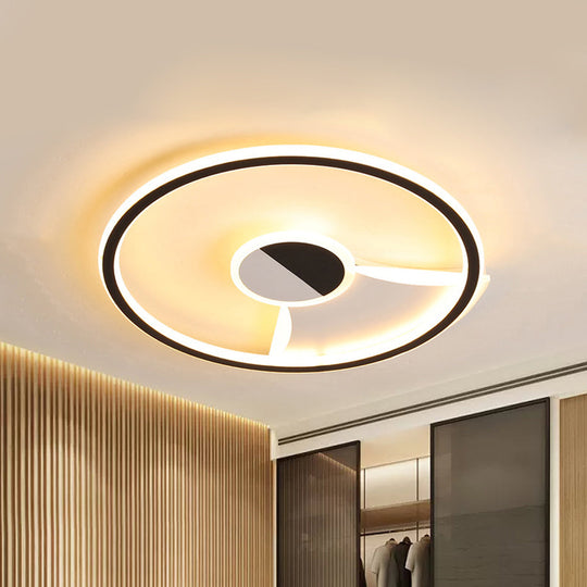 Contemporary White/Warm Flush Mount Lighting: Acrylic 16/19.5/23.5 Lights In Black
