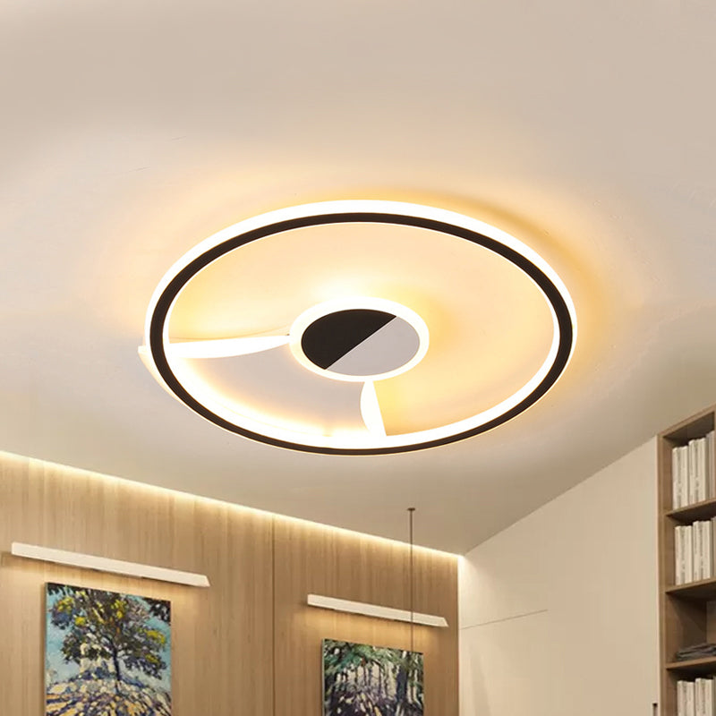 Contemporary White/Warm Flush Mount Lighting: Acrylic 16/19.5/23.5 Lights In Black