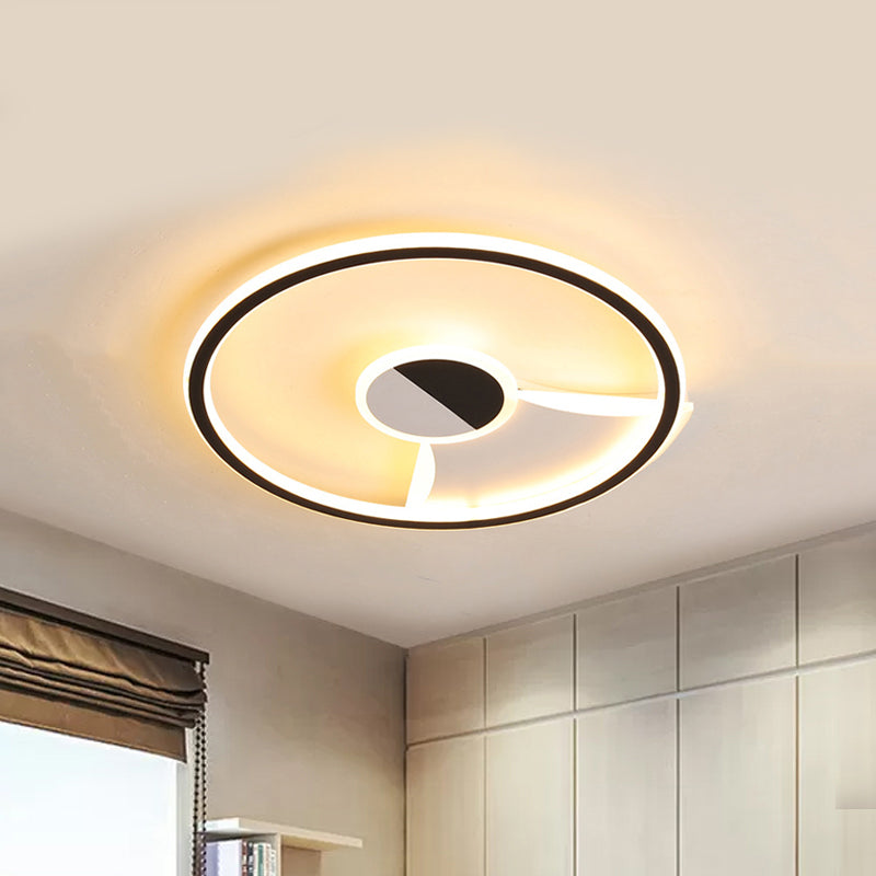 Contemporary White/Warm Flush Mount Lighting: Acrylic 16/19.5/23.5 Lights In Black