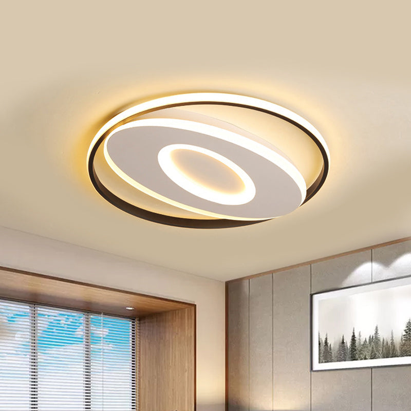Modern Oval Flush Mount Lights - 16/19.5/23.5 Unique Ceiling Light Fixture In Warm/White Acrylic