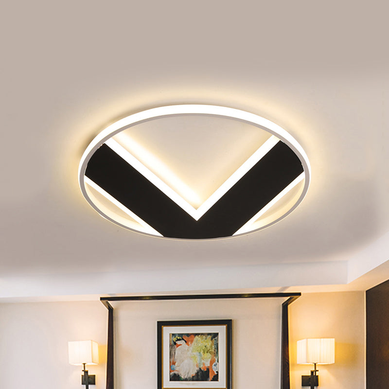 V-Shaped Ceiling Light - Modern Acrylic & Black Creative Bedroom Lighting Fixture 16/19.5/25.5