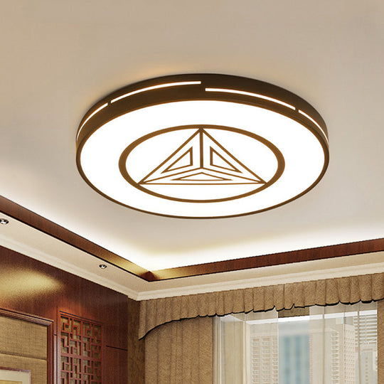 Modern Triangle Acrylic Round Flush Mount Ceiling Light - Black & White