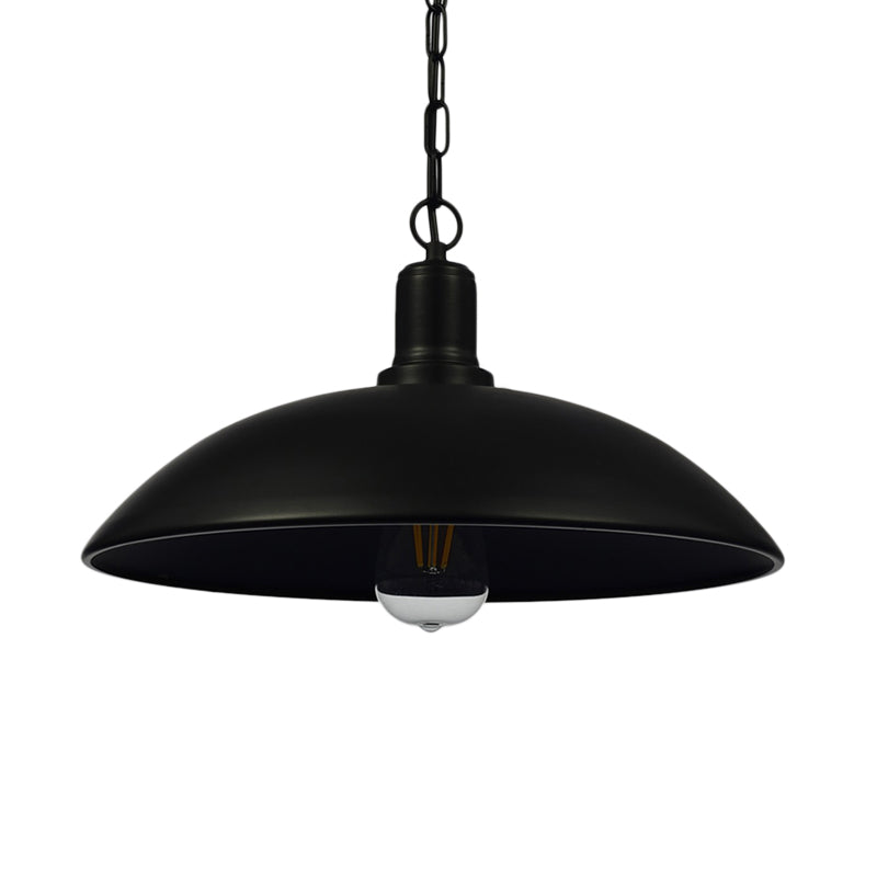 12.5’/16’ W Loft Style Hanging Pendant Lamp With Bowl Shade Adjustable Chain - Metallic And