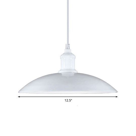 Industrial Style Metallic Saucer Pendant Light - 12.5’/16’ W 1 Black/White For Living Room Ceiling