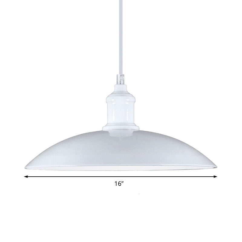 Industrial Style Metallic Saucer Pendant Light - 12.5’/16’ W 1 Black/White For Living Room Ceiling