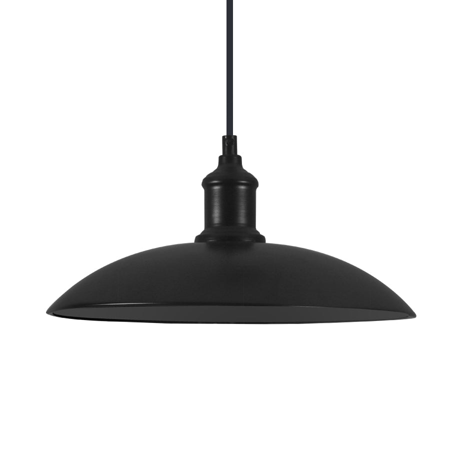 Industrial Style Metallic Saucer Pendant Light - 12.5’/16’ W 1 Black/White For Living Room Ceiling