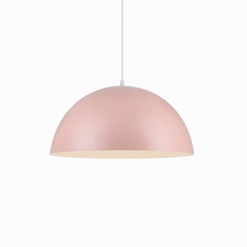 Nordic Style 1-Light Aluminum Bowl Pendant In Pink/Yellow For Living Room