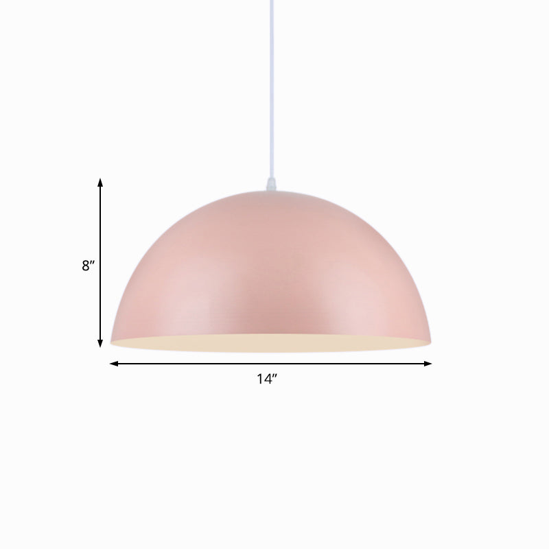 Nordic Style 1-Light Aluminum Bowl Pendant In Pink/Yellow For Living Room